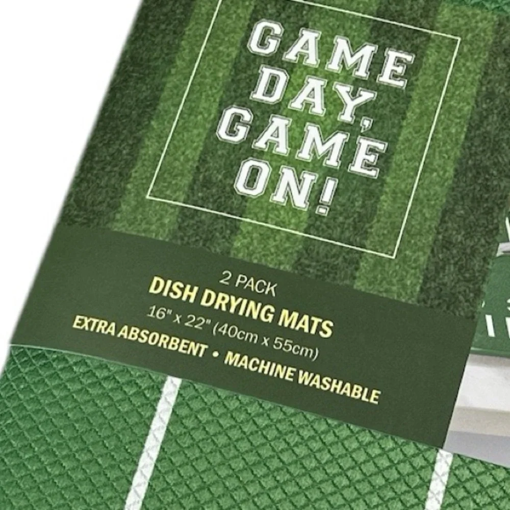 NEW VHTF Game Day, Game On FOOTBALL Dish Drying Mats Set/2